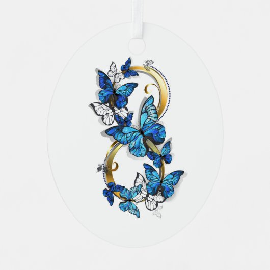 Symbool oneindigheid van Blauwe Morpho Vlinders Metalen Ornament (Voorkant)