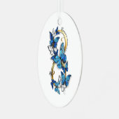 Symbool oneindigheid van Blauwe Morpho Vlinders Metalen Ornament (Voorkant links)