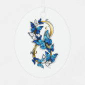 Symbool oneindigheid van Blauwe Morpho Vlinders Metalen Ornament (Achterkant)
