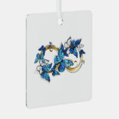 Symbool oneindigheid van Blauwe Morpho Vlinders Metalen Ornament (Voorkant Rechts)