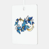 Symbool oneindigheid van Blauwe Morpho Vlinders Metalen Ornament (Voorkant links)
