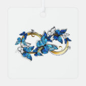 Symbool oneindigheid van Blauwe Morpho Vlinders Metalen Ornament (Achterkant)