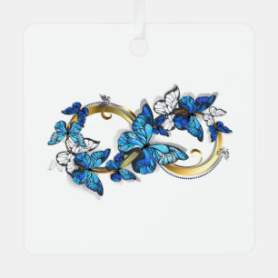 Symbool oneindigheid van Blauwe Morpho Vlinders Metalen Ornament