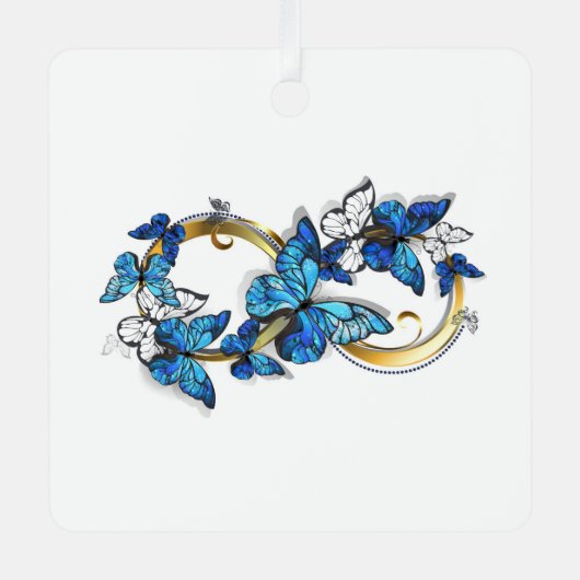 Symbool oneindigheid van Blauwe Morpho Vlinders Metalen Ornament (Voorkant)