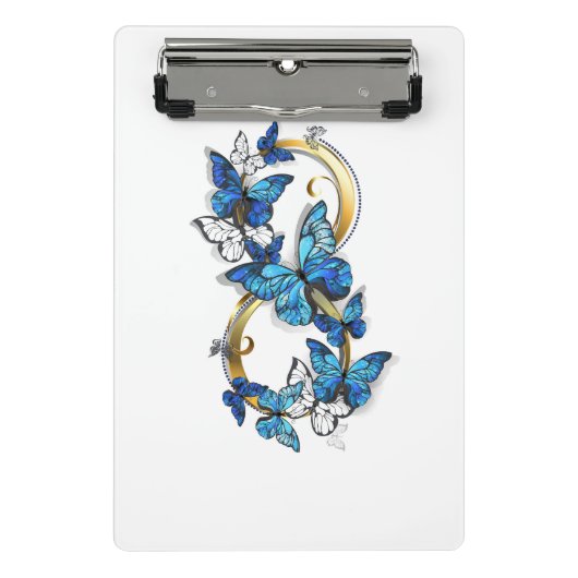 Symbool oneindigheid van Blauwe Morpho Vlinders Mini Klembord (Voorkant)