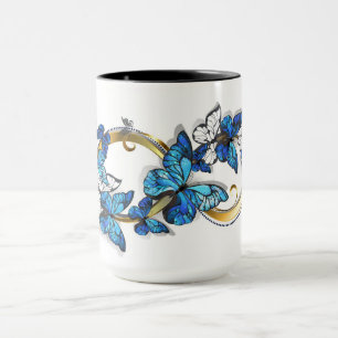 Symbool oneindigheid van blauwe Morpho vlinders Mok