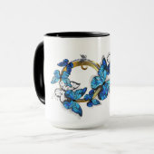 Symbool oneindigheid van blauwe Morpho vlinders Mok (Voorkant links)