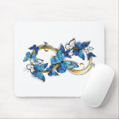 Symbool oneindigheid van blauwe Morpho vlinders Muismat (Met muis)