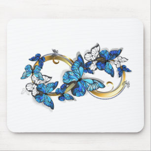 Symbool oneindigheid van blauwe Morpho vlinders Muismat