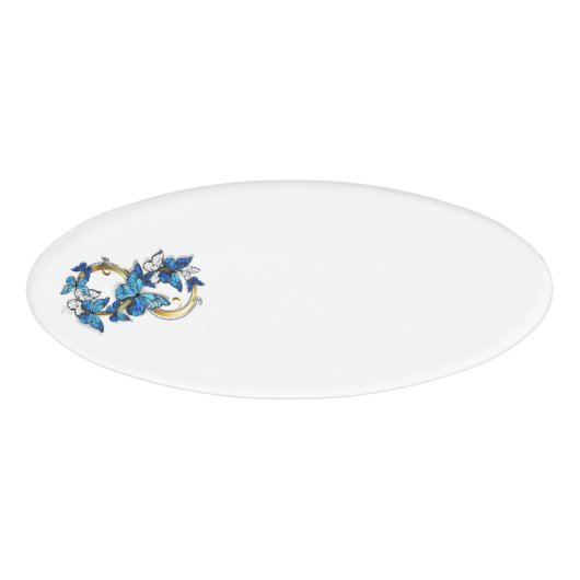 Symbool oneindigheid van blauwe Morpho vlinders Naambadge (Voorkant)