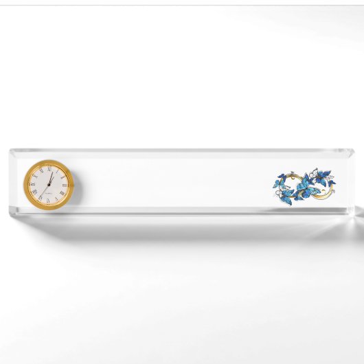 Symbool oneindigheid van blauwe Morpho vlinders Naambordje (Voorkant)