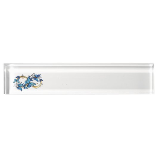 Symbool oneindigheid van Blauwe Morpho Vlinders Naambordje (Voorkant)