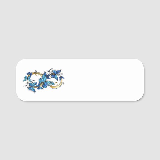 Symbool oneindigheid van Blauwe Morpho Vlinders Naamplaatje (Voorkant)