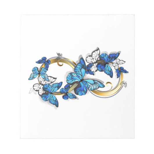 Symbool oneindigheid van blauwe Morpho vlinders Notitieblok (Voorkant)