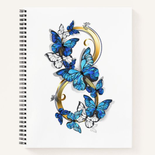 Symbool oneindigheid van blauwe Morpho vlinders Notitieboek (Voorkant)