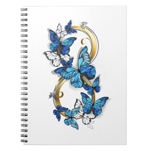 Symbool oneindigheid van blauwe Morpho vlinders Notitieboek (Voorkant)