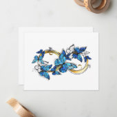 Symbool oneindigheid van Blauwe Morpho Vlinders Notitiekaartje (Voorkant / Achterkant in situ)