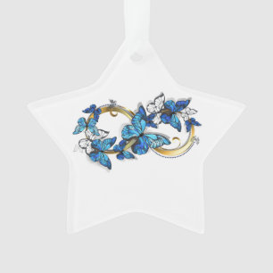 Symbool oneindigheid van Blauwe Morpho Vlinders Ornament