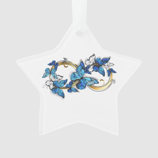 Symbool oneindigheid van Blauwe Morpho Vlinders Ornament (voorkant)
