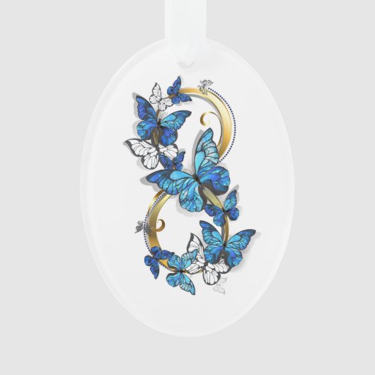 Symbool oneindigheid van Blauwe Morpho Vlinders Ornament (voorkant)