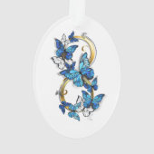Symbool oneindigheid van Blauwe Morpho Vlinders Ornament (achterkant)