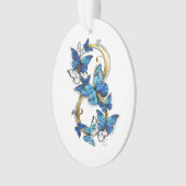 Symbool oneindigheid van Blauwe Morpho Vlinders Ornament (voorkant)