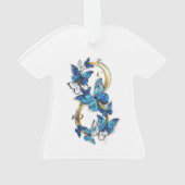 Symbool oneindigheid van Blauwe Morpho Vlinders Ornament (achterkant)