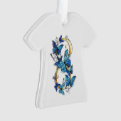Symbool oneindigheid van Blauwe Morpho Vlinders Ornament (voorkant)