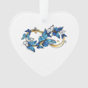 Symbool oneindigheid van blauwe Morpho vlinders Ornament