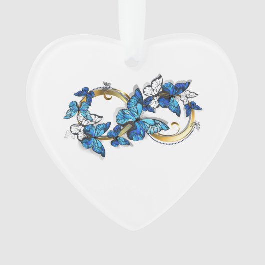 Symbool oneindigheid van blauwe Morpho vlinders Ornament (voorkant)