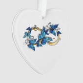 Symbool oneindigheid van blauwe Morpho vlinders Ornament (voorkant)