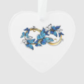 Symbool oneindigheid van blauwe Morpho vlinders Ornament (achterkant)