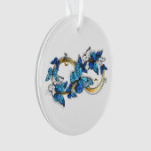 Symbool oneindigheid van blauwe Morpho vlinders Ornament (voorkant)
