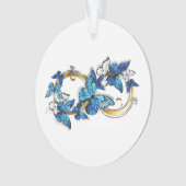 Symbool oneindigheid van blauwe Morpho vlinders Ornament (voorkant)