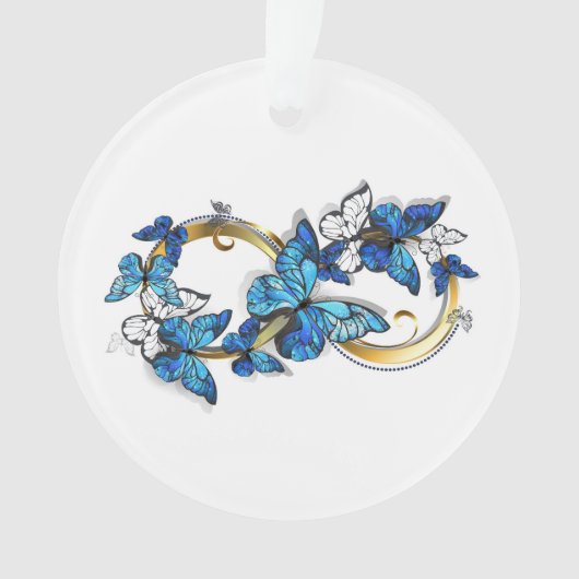 Symbool oneindigheid van blauwe Morpho vlinders Ornament (voorkant)