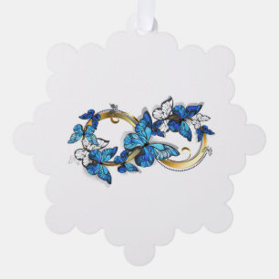 Symbool oneindigheid van Blauwe Morpho Vlinders Ornament Kaart