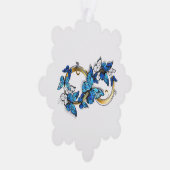 Symbool oneindigheid van blauwe Morpho vlinders Ornament Kaart (Rechts)