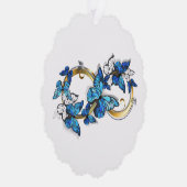 Symbool oneindigheid van Blauwe Morpho Vlinders Ornament Kaart (Rechts)