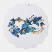 Symbool oneindigheid van Blauwe Morpho Vlinders Ornament Kaart (Achterkant)
