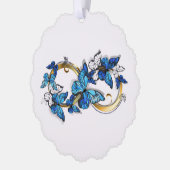 Symbool oneindigheid van Blauwe Morpho Vlinders Ornament Kaart (Links)