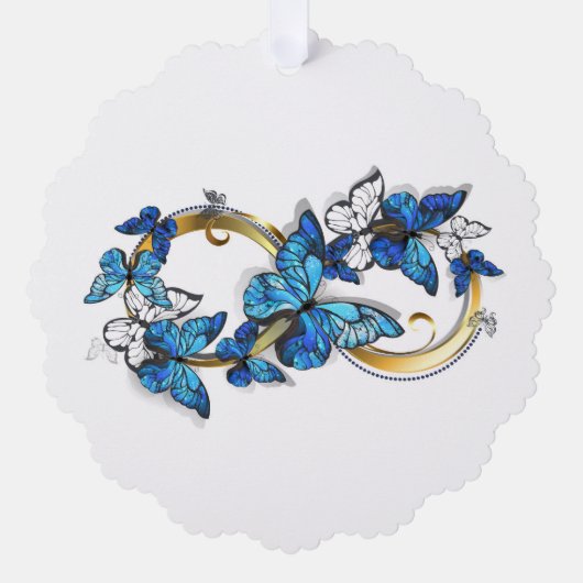 Symbool oneindigheid van Blauwe Morpho Vlinders Ornament Kaart (Voorkant)