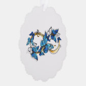 Symbool oneindigheid van Blauwe Morpho Vlinders Ornament Kaart (Rechts)