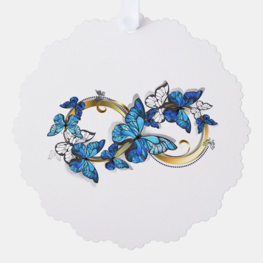 Symbool oneindigheid van Blauwe Morpho Vlinders Ornament Kaart (Voorkant)