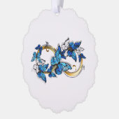 Symbool oneindigheid van Blauwe Morpho Vlinders Ornament Kaart (Links)
