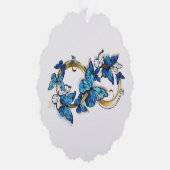Symbool oneindigheid van blauwe Morpho vlinders Ornament Kaart (Rechts)