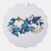 Symbool oneindigheid van blauwe Morpho vlinders Ornament Kaart (Achterkant)