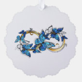 Symbool oneindigheid van Blauwe Morpho Vlinders Ornament Kaart (Achterkant)