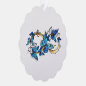 Symbool oneindigheid van Blauwe Morpho Vlinders Ornament Kaart (Rechts)
