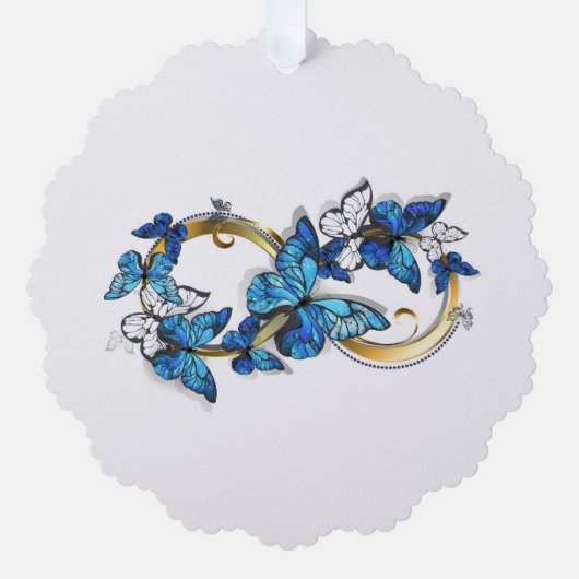 Symbool oneindigheid van Blauwe Morpho Vlinders Ornament Kaart (Voorkant)