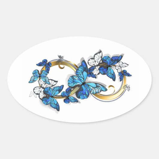 Symbool oneindigheid van Blauwe Morpho Vlinders Ovale Sticker (Voorkant)